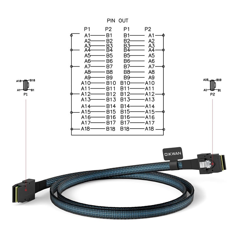 OIKWAN Internal Mini SAS to Mini SAS Cable, SFF8087 36 Pin to SFF8087 36Pin Data Cable Male Cord for Server, Raid Controller, SAS/SATA HBA, Data Storage System-1.6FT - Image 4